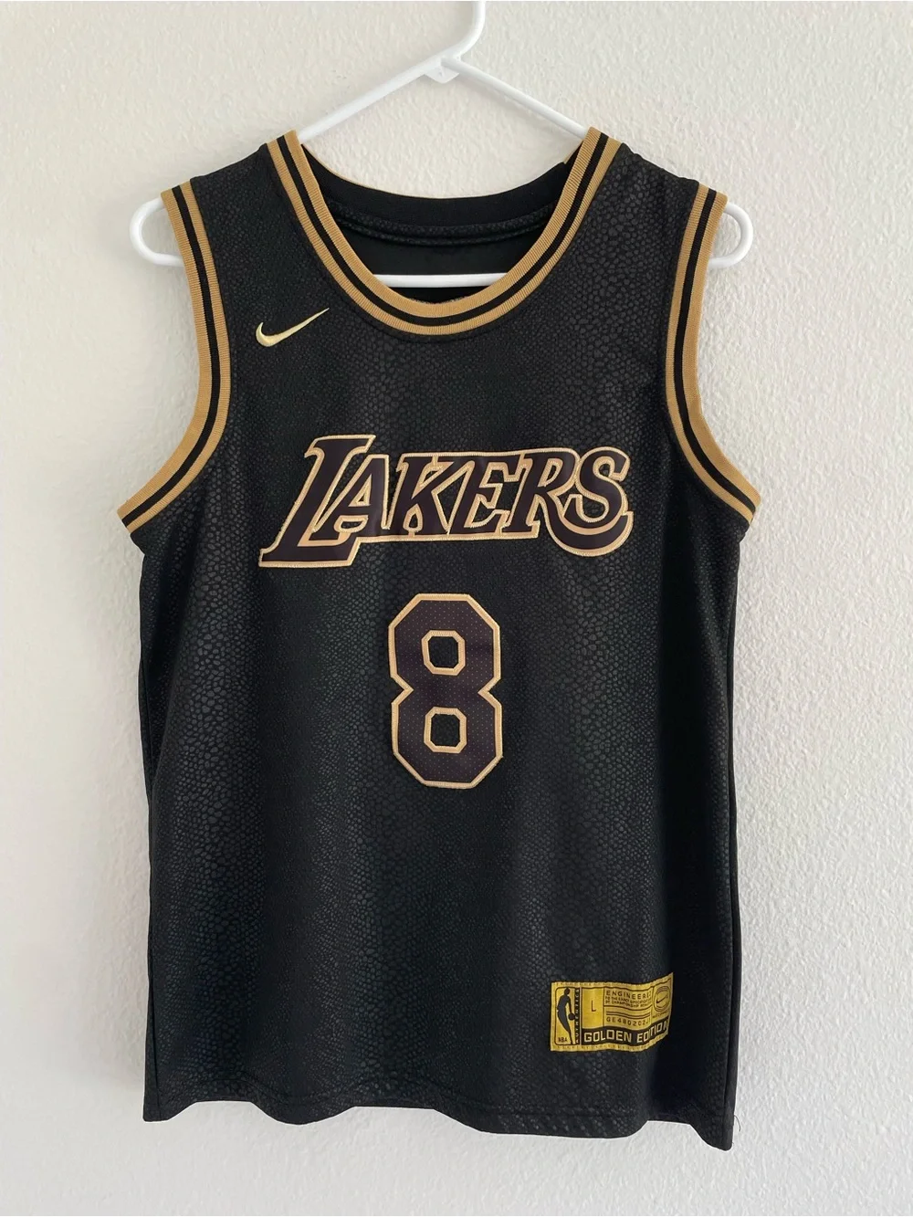 Nike Kobe Bryant LA Lakers Black Mamba Golden Edition Jersey, Size Large